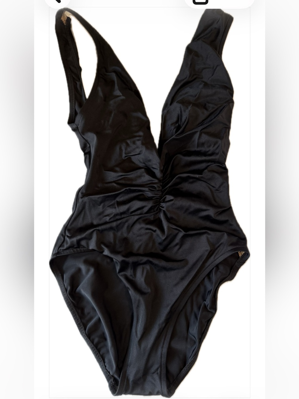 Anne Klein Black One-Piece Plunge Swimsuit